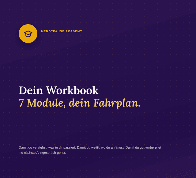 Workbook-Cover: Dein Workbook, 7 Module, dein Fahrplan