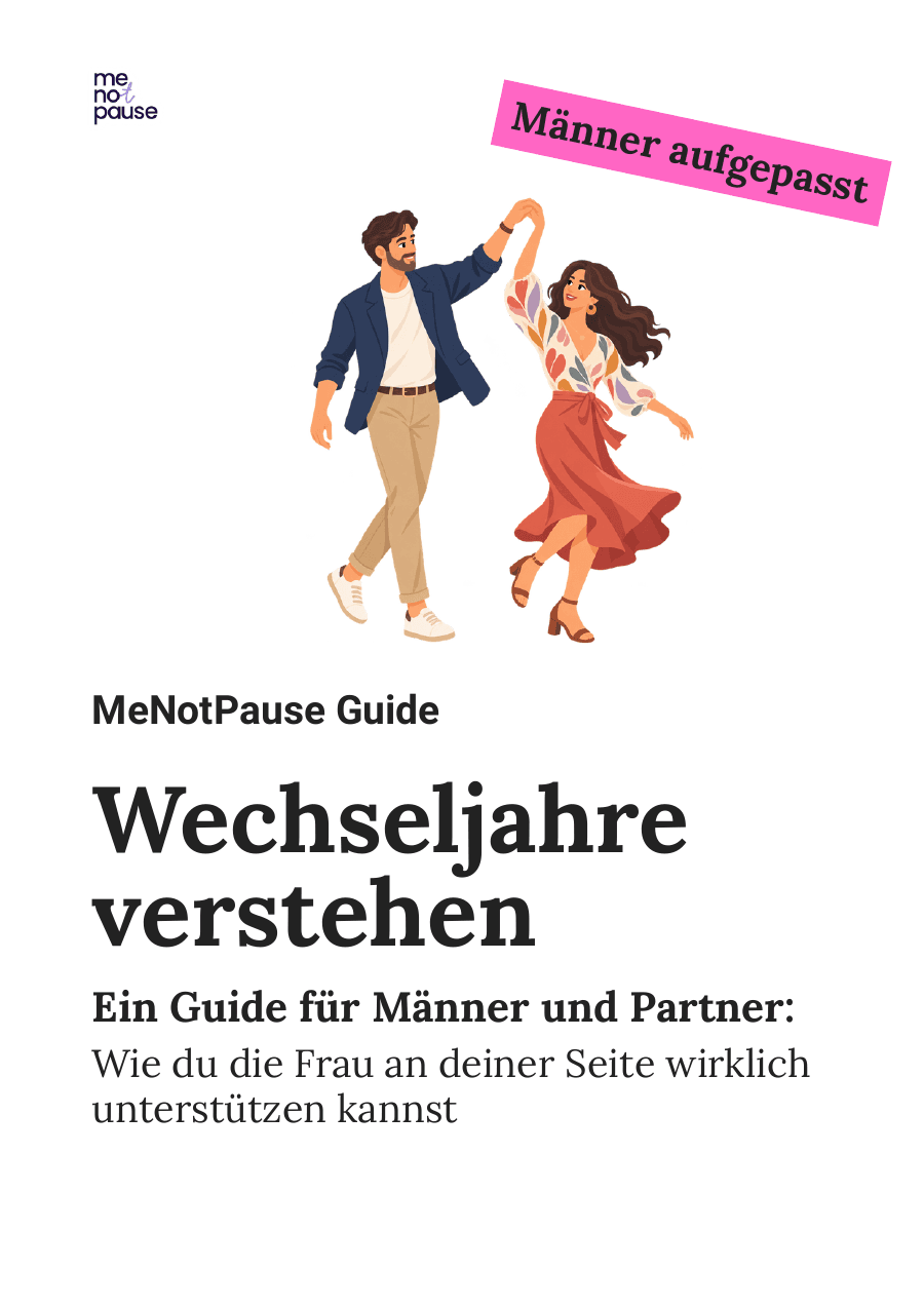 Titelseite des MeNotPause Partnerguides: Wechseljahre verstehen, ein Guide für Männer und Partner